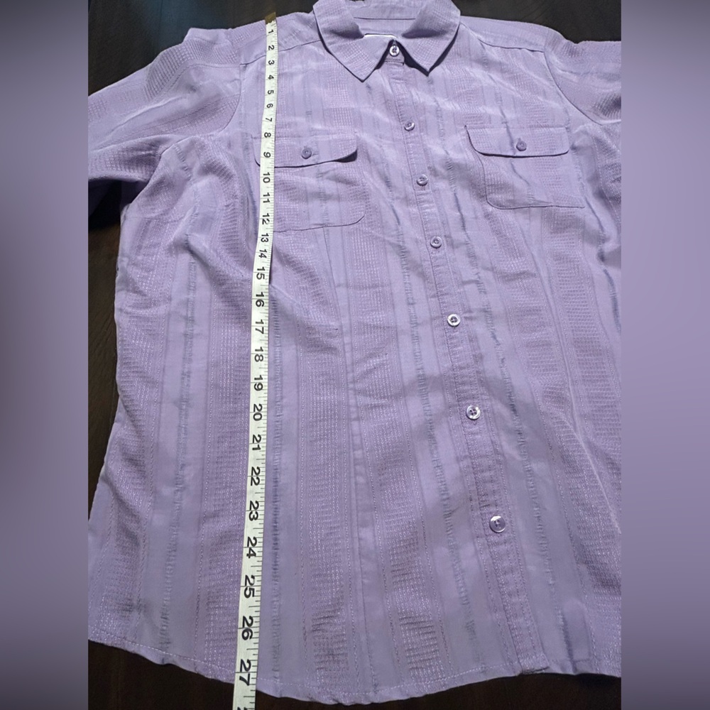 Woman’s Croft & Barrow Lavander Button Down Shirt 3/4 Roll Tab Sleeve Size 1X - Picture 6 of 13